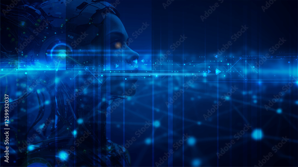 Aufkleber vector abstract modern technology futuristic, ai artificial intelligence concept. cyber big data, di