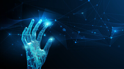 Vector Abstract modern technology futuristic, AI bot, Artificial Intelligence concept. Robot and cyberspace, digital data, datum communication, innovation on hi tech future design for background