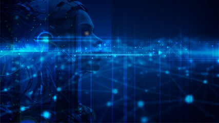 Vector Abstract modern technology futuristic, AI Artificial Intelligence concept. Cyber Big Data, digital data, datum communication, innovation on hi tech future, cyberspace design for background