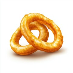 Fototapeta premium Crispy Onion Rings with golden crust, isolated on white