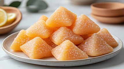 Delicious Qatayef dessert served on white plate with elegant presentation