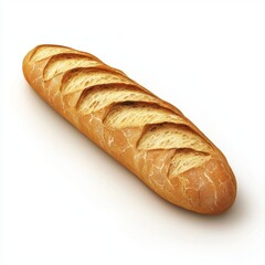 Fresh Baguette with crispy crust, isolated on white
