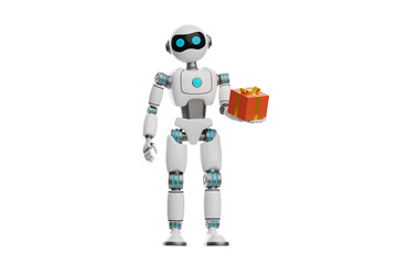 Robot presenting a gift 3D Character Illustration.
