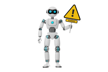 Robot showing a warning sign 3D Character Illustration.