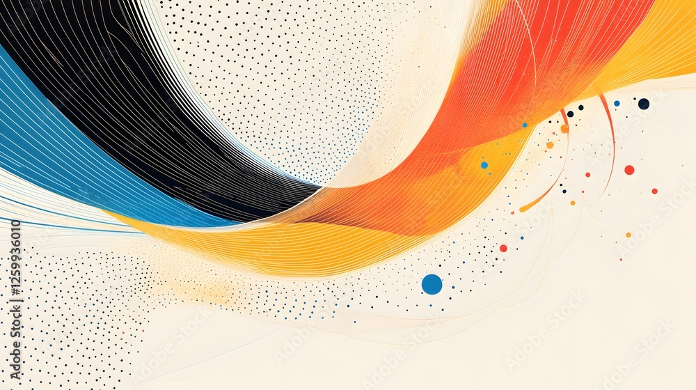 Aufkleber abstract colorful composition of flowing lines and scattered dots
