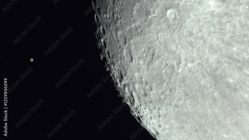 Poster mars and moon conjunction close up view timelapse 45x speed up