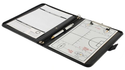 Black Coach's Clipboard with Playbook and Pen