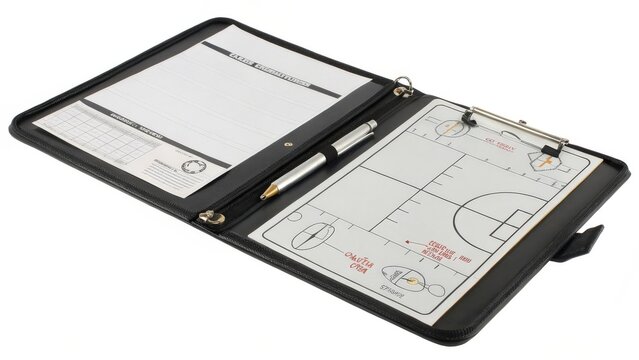 Black Coach's Clipboard with Playbook and Pen