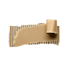 piece of torn and rugged brown cardboard transparent background