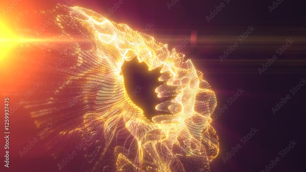 Poster golden light explosion with rays and textured illumination in dark space, creating an energy effect,