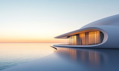 Waterside hotel art building scenery