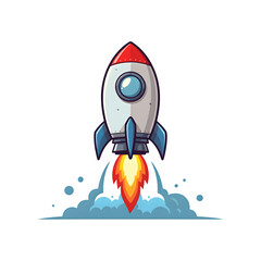 flying cartoon rocket. transparent background