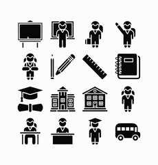 School vector icons symbol pack illustration creative concept