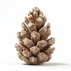 Single pine cone with detailed texture isolated on white