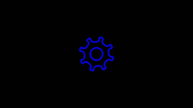 Gear icon vector. Original colorful flat logo on a black background. Google colors. Loop animation 4K