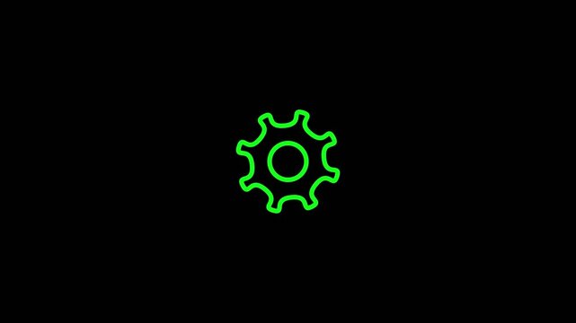 Gear icon vector. Original colorful flat logo on a black background. Google colors. Loop animation 4K