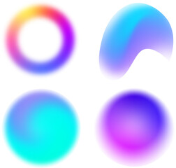 Set of vector blurred gradient shapes on transparent background. For covers, posters, overlays, branding, social media and other projects.