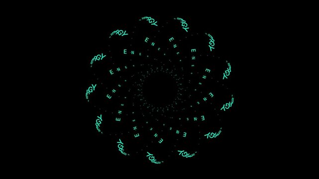 ENERGY Text Sphere Animation, Kinetic Typography Loop with 3D Depth Effect