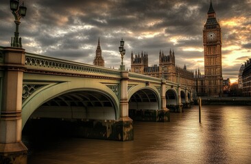 Obraz premium London Bridge sunset view of Big Ben