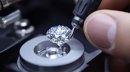 Jeweler Examining Diamond Under Magnification
