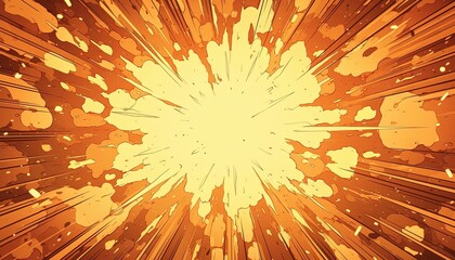 Fototapeta premium Bright orange comic book explosion burst background