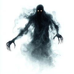Fototapeta premium Dark Cartoon Ghostly Figure with Long Claws Emerging from Ethereal Misty Background