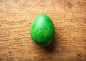 Green Easter Egg Flat Lay: Spring Festive Top View with Copy Space