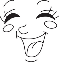 a happy laughing face with a wide open mouth and closed eyes