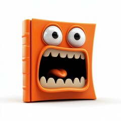 Naklejka premium Talking book with an open cover like a mouth and animated eyes isolated on white