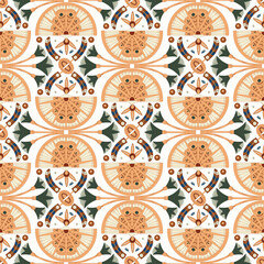 Vector seamless ancient Egyptian pattern with stylized lotus flowers, sacred symbols, and decorative elements. Luxurious heritage design inspired by traditional Egyptian art and mythology.