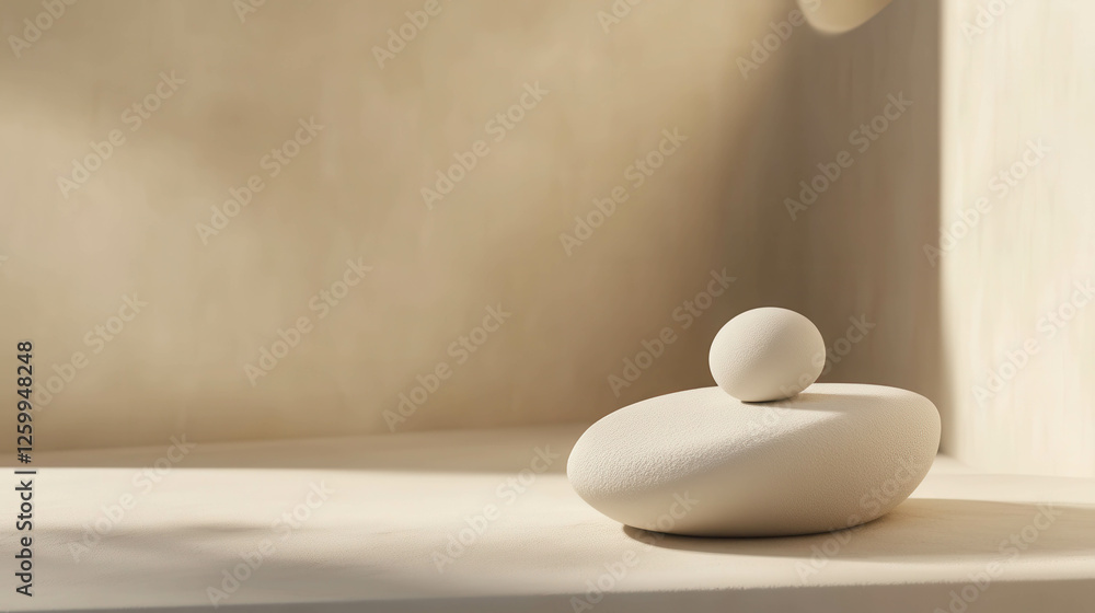 Poster minimalist 3d scene featuring soft rounded shapes in gentle ambient lighting