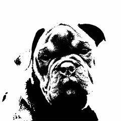 Stencil-style artwork of a Boxer dog featuring sharp black-and-white lines. Bold and captivating, ideal for use in graphic design, posters, or creative projects that seek simplicity with a unique touc