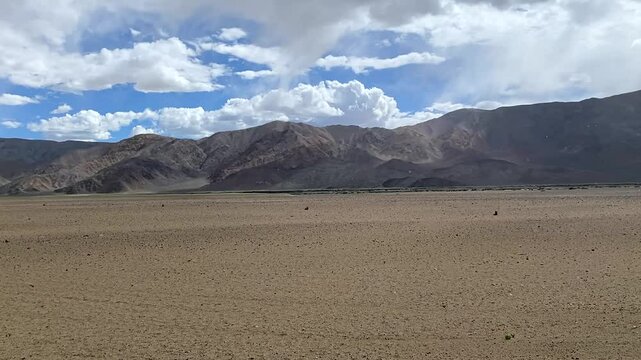 Beautiful landscape with mountains at Pampakarule and Sango Plain, near Hanle village in Ladakh, situated on the border with India and China, Leh, Ladakh, India.
