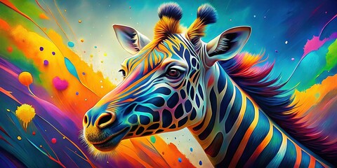 Vibrant Zoo Animal Abstract Brushstrokes - High-Resolution Stock Photo