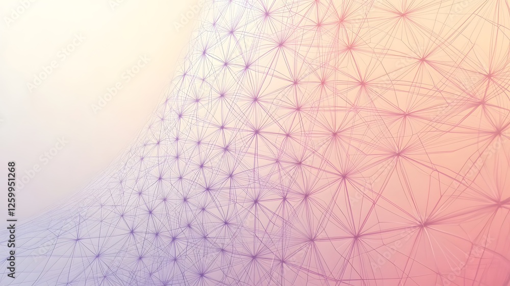 Aufkleber abstract geometric background of interconnected nodes and lines in pink