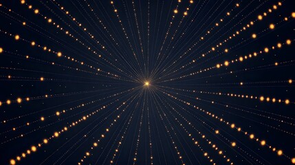 Naklejka premium Concentric glowing light strings converge towards a bright center