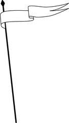 Retro pennant flags, banner pendants and waving blank signs on flagpoles, vector icon. Sport camp or university and varsity royal club pennant flags in white and black line outline or silhouettes. 