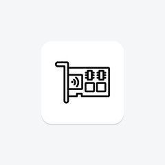 Network Card line icon, vector, pixel perfect, illustrator file