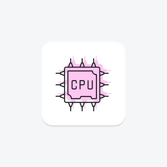 CPU color shadow thinline icon, vector, pixel perfect, illustrator file