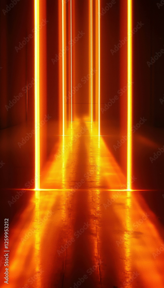 Poster orange light effect creating straight lines in a dark space