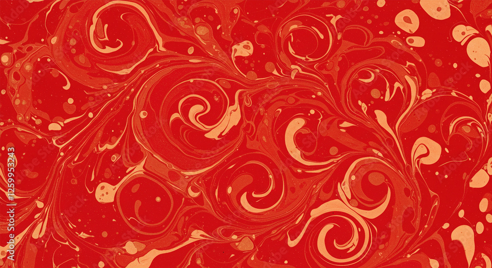 Aufkleber abstract red background with marbled texture pattern in elegant fancy design, wavy swirls and curled