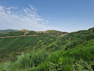 Fototapeta premium Stunning Panoramic View of Madeira's Lush Hills and Ocean Coastline
