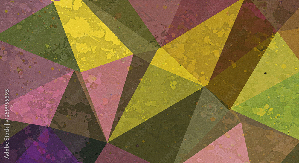 Poster abstract modern background in yellow green pink and purple colors and contemporary triangle square a