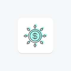 Diversification color shadow thinline icon, vector, pixel perfect, illustrator file