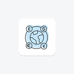 Currency Exchange color shadow thinline icon, vector, pixel perfect, illustrator file