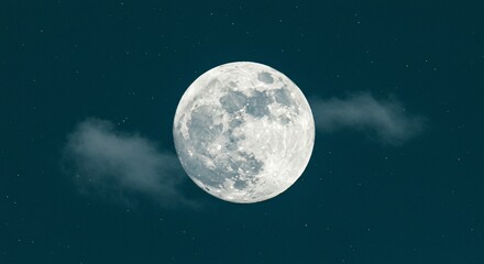 Fototapeta premium Full Moon Illuminating the Night Sky With Clouds and Stars.