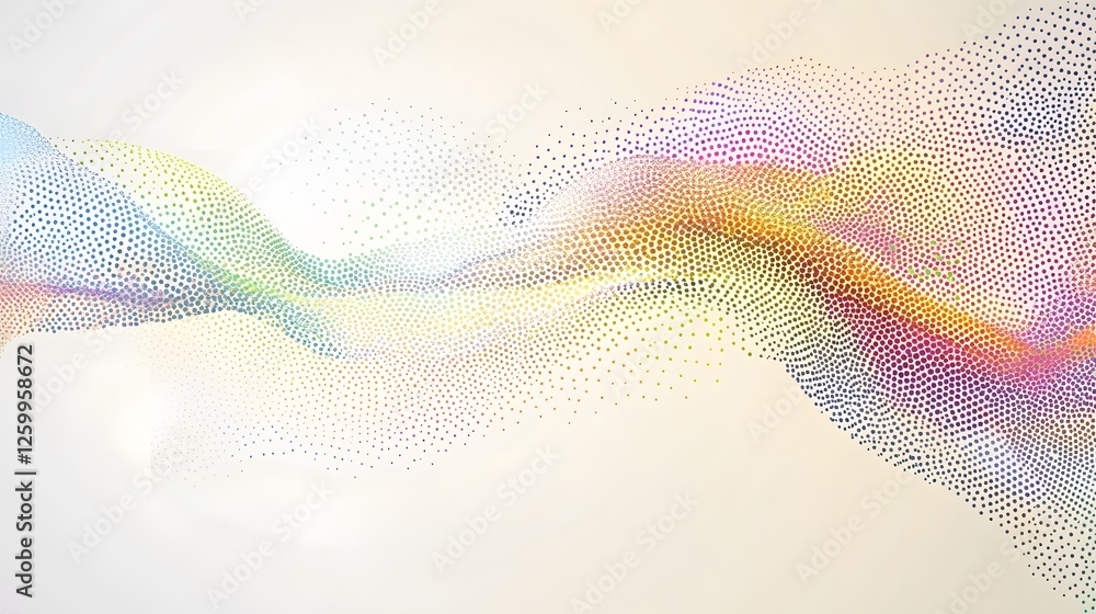 Poster wavy pattern made of colorful dots on a light background