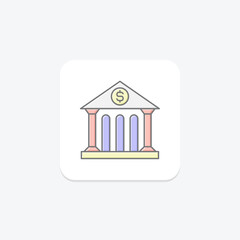 Bank lineal color icon, vector, pixel perfect, illustrator file