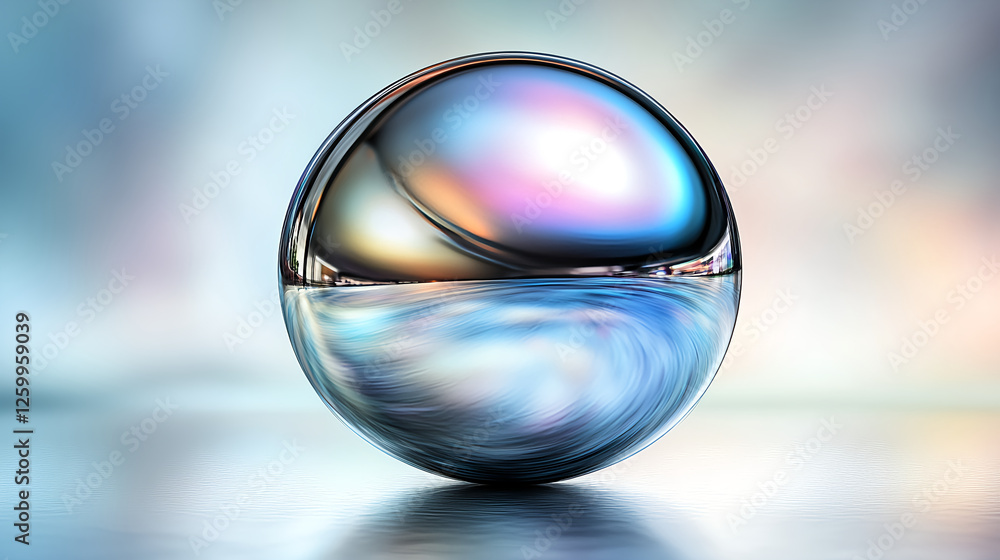 Poster captivating reflection of a colorful sphere abstract setting digital art modern environment close-up