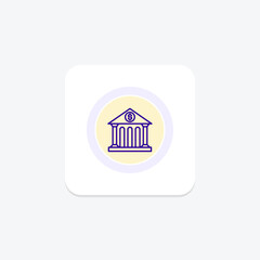 Bank color circle icon, vector, pixel perfect, illustrator file